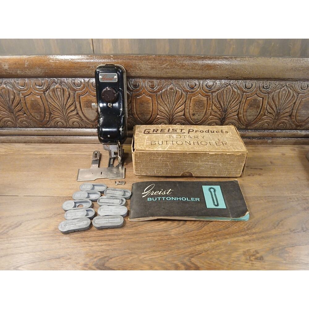 Vintage GRIEST Rotary Buttonholer In Box From 1956 Patent In USA Form 683